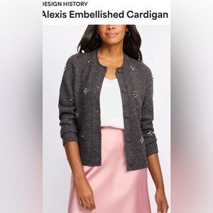 Design History from Stitch Fix Charcoal Embellished Cardigan size Large NWT